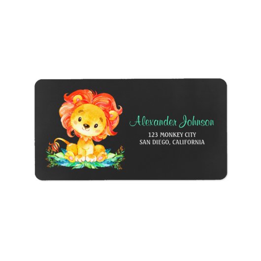 Chalkboard Waterverf Lion Etiket (Voorkant)