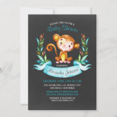 Chalkboard Waterverf Monkey Boy Baby shower Kaart (Voorkant)