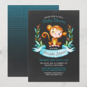 Chalkboard Waterverf Monkey Boy Baby shower Kaart (Voorkant / Achterkant)