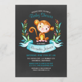 Chalkboard Waterverf Monkey Boy Baby shower Kaart