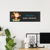 Chalkboard Waterverf Monkey Boy Baby shower Poster (Thuiskantoor)