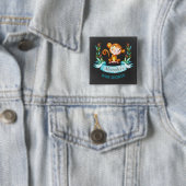 Chalkboard Waterverf Monkey Boy Baby shower Vierkante Button 5,1 Cm (In situ)