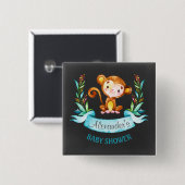 Chalkboard Waterverf Monkey Boy Baby shower Vierkante Button 5,1 Cm (Voorkant /achterkant)