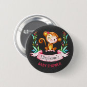Chalkboard Waterverf Monkey Girl Baby shower Ronde Button 5,7 Cm (Voorkant /achterkant)