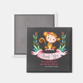 Chalkboard Waterverf Monkey Girl Hartelijk dank Magneet (Voorkant / Achterkant)