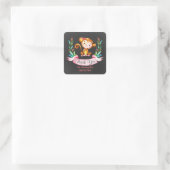 Chalkboard Waterverf Monkey Girl Hartelijk dank Vierkante Sticker (Tas)