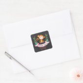 Chalkboard Waterverf Monkey Girl Hartelijk dank Vierkante Sticker (Envelop)