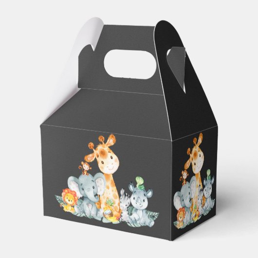 Chalkboard Waterverf Oerwoud Dieren Baby shower Bedankdoosjes (Achterkant)