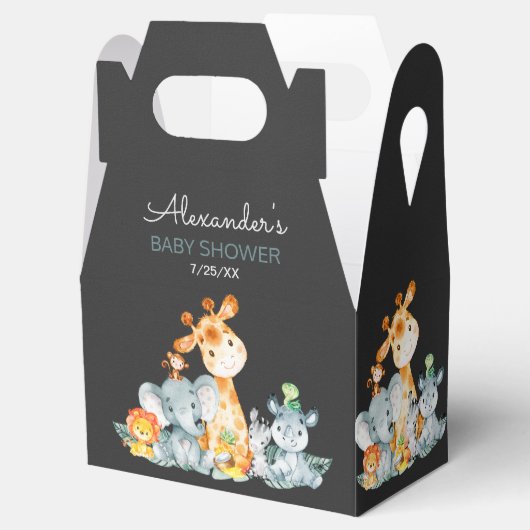 Chalkboard Waterverf Oerwoud Dieren Baby shower Bedankdoosjes (Geopend)