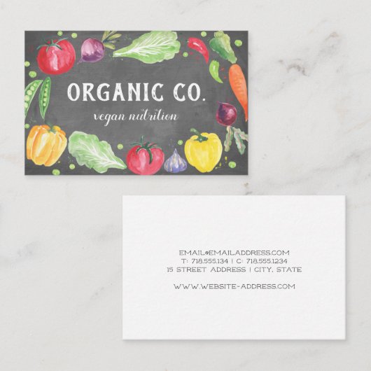 Chalkboard, Waterverf, organische groenten, vers Visitekaartje (Voorkant / Achterkant)