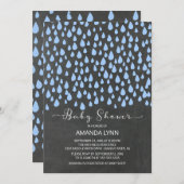 Chalkboard Waterverf Raindrops Boys Baby shower Kaart (Voorkant / Achterkant)