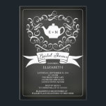 Chalkboard Waterverf Tea Bridal Shower Invitation Kaart<br><div class="desc">De Sweet Tea Bridal Shower-uitnodiging met een ornamentaal bloeiend lijst met een theepot gepersonaliseerd met initialen met een moderne banner op een hedendaagse zwarte achtergrond. Draai het vrijgezellenfeest van ons theefeestje om een passende rug te uitzichten voor een extra speciale aanraking. Onze uitnodiging van de Tea Party van het Vrijgezellenfeest...</div>