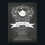Chalkboard Waterverf Tea Bruids Douche Uitnodiging<br><div class="desc">Sweet Tea Bridal Shower is een lijst met sierbloemen en een theepot gepersonaliseerd met initialen met een moderne banner op een hedendaagse zwarte krijtbordachtergrond. Flip onze tea party vrijgezellenfeest over naar het uitzichten van een bijpassende rug voor een extra speciale touch. Onze Vrijgezellenfeest Tea Party-uitnodiging is grillig en vrouwelijk en...</div>
