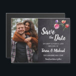 Chalkboard waterverf Verloving Foto bruiloft Magnetische Uitnodiging<br><div class="desc">Pas deze magneet aan en pas deze aan Sparen de datumkaart die mijn waterverf bloemen op een krijtbordachtergrond bevat Pas met de foto,  de trouwdatum,  de plaats en de trouwwebsite van het pas betrokken paar aan (schrap indien niet vereist)</div>