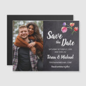 Chalkboard waterverf Verloving Foto bruiloft Magnetische Uitnodiging (Voorkant / Achterkant)