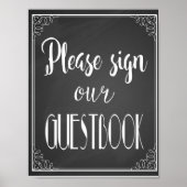 Chalkboard Weddenschap Gelieve ons Guestbook te on Poster (Voorkant)