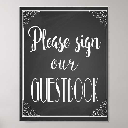 Chalkboard Weddenschap Gelieve ons Guestbook te on Poster (Voorkant)