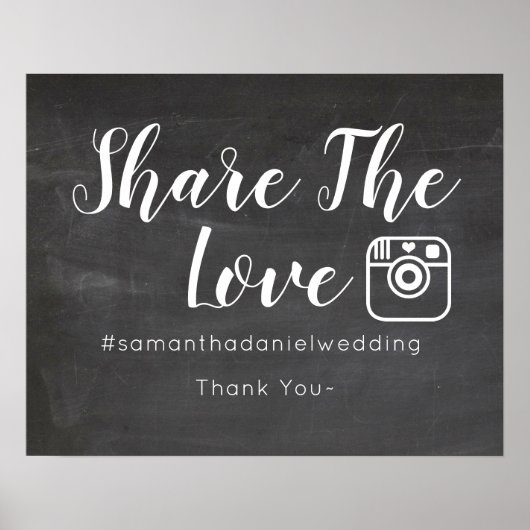 Chalkboard Weddenschap instagram-deelteken Poster (Voorkant)