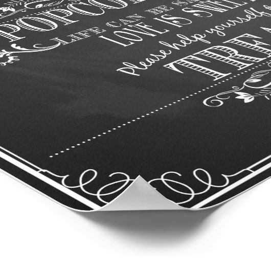 Chalkboard Weddenschap Popcorn Bar-tafeldruk Poster (Hoek)