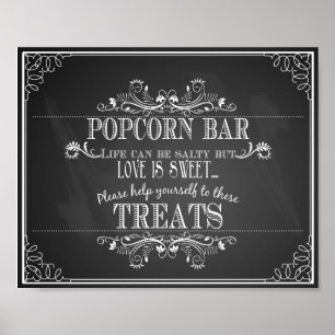 Chalkboard Weddenschap Popcorn Bar-tafeldruk Poster