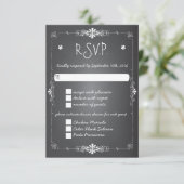 Chalkboard Weddenschap RSVP-reactiekaart met binne RSVP Kaartje (Staand voorkant)