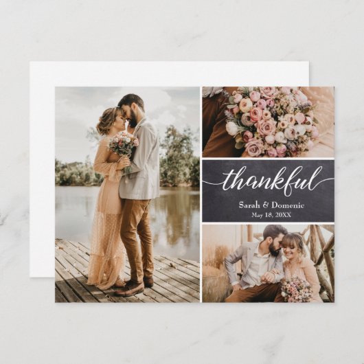 Chalkboard Weddenschap Thankful Custom Photo Colla (Voorkant / Achterkant)