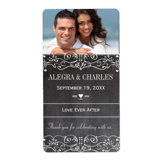 Chalkboard Weddenschap Wijn Label (Voorkant)