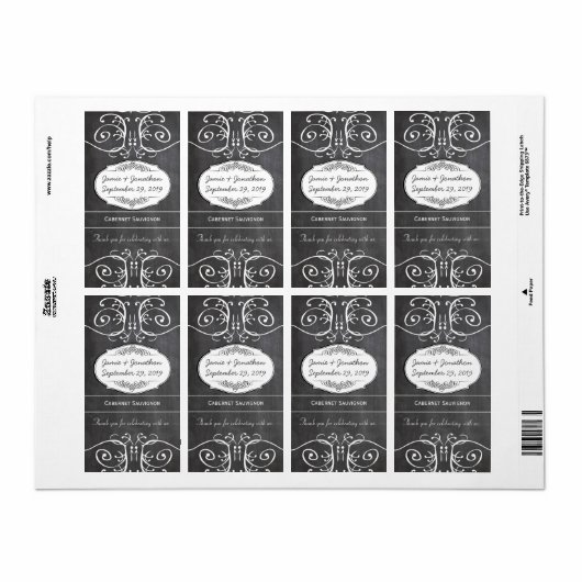 Chalkboard Weddenschap Wijn Label (Full Sheet)