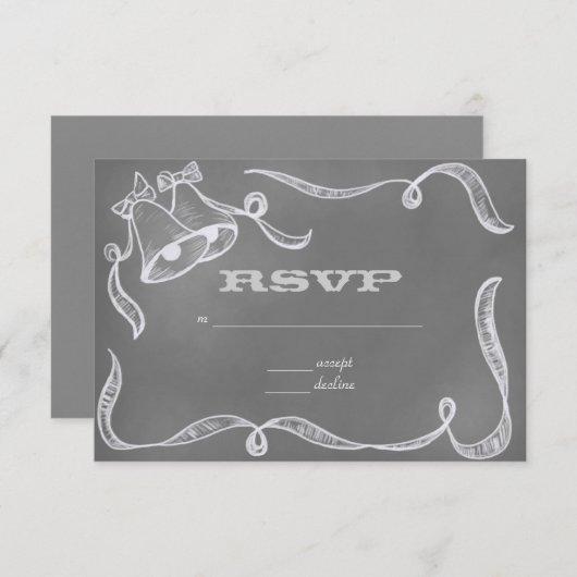  Chalkboard Wedding Bells RSVP (Voorkant / Achterkant)