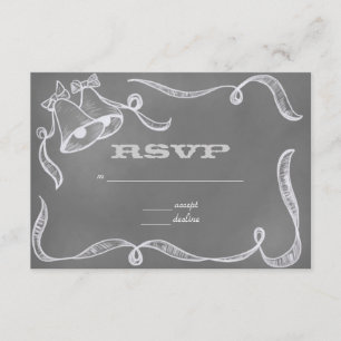 Chalkboard Wedding Bells RSVP Kaartje