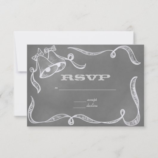  Chalkboard Wedding Bells RSVP Kaartje (Voorkant)