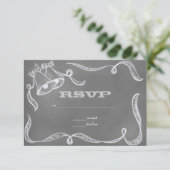  Chalkboard Wedding Bells RSVP Kaartje (Staand voorkant)