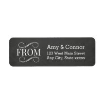 Chalkboard Wedding Black Return Address Labels
