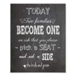Chalkboard Wedding-bord twee families worden één Foto Afdruk