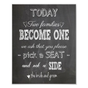 Chalkboard Wedding-bord twee families worden één Foto Afdruk