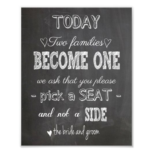 Chalkboard Wedding-bord twee families worden één Foto Afdruk (Voorkant)