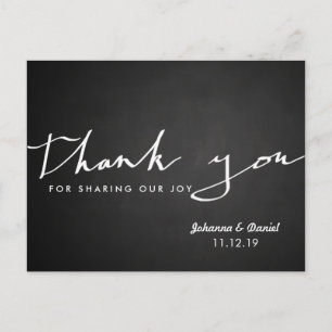 Chalkboard Wedding Dank u wel Typografie Briefkaart