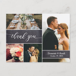 Chalkboard Wedding Dankjewel foto collage rustic Briefkaart