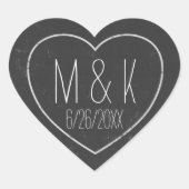Chalkboard Wedding Date Chalk Effect Heart Sticker (Voorkant)