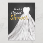 Chalkboard Wedding Dress Bridal Shower-uitnodiging Kaart<br><div class="desc">Chalkboard Wedding Dress Bridal Shower Invitations. Overeenkomende objecten beschikbaar.</div>