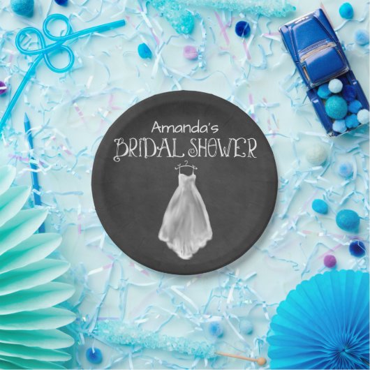 Chalkboard Wedding Dress Vrijgezellenfeest Borden Papieren Bordje (Feest)