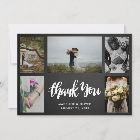 Chalkboard Wedding Five Photos | Bedankt script (Voorkant)