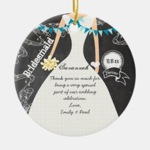 Chalkboard Wedding Gown Bridesmaid Gifts Keramisch Ornament