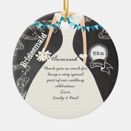 Chalkboard Wedding Gown Bridesmaid Gifts Keramisch Ornament (Voorkant)