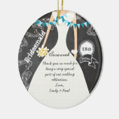 Chalkboard Wedding Gown Bridesmaid Gifts Keramisch Ornament (Links)