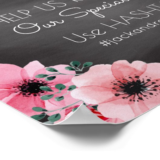 Chalkboard Wedding Hashtag | Sociale media Poster (Hoek)