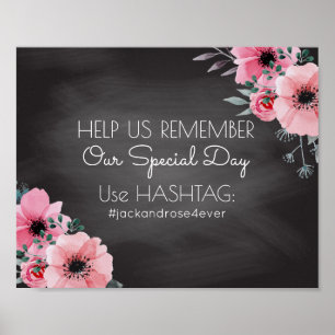 Chalkboard Wedding Hashtag   Sociale media Poster