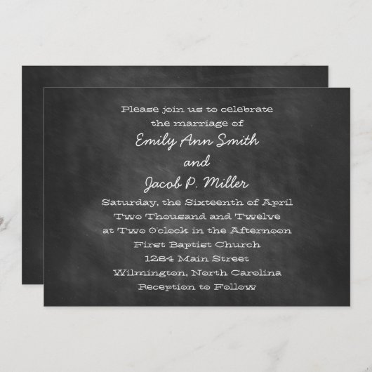 Chalkboard Wedding Invitations Kaart (Voorkant / Achterkant)