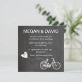 Chalkboard Wedding Inviting with bike Kaart (Staand voorkant)