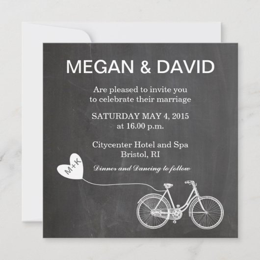 Chalkboard Wedding Inviting with bike Kaart (Voorkant)
